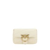 PINKO White Calf Leather Bos Taurus Shoulder Bag